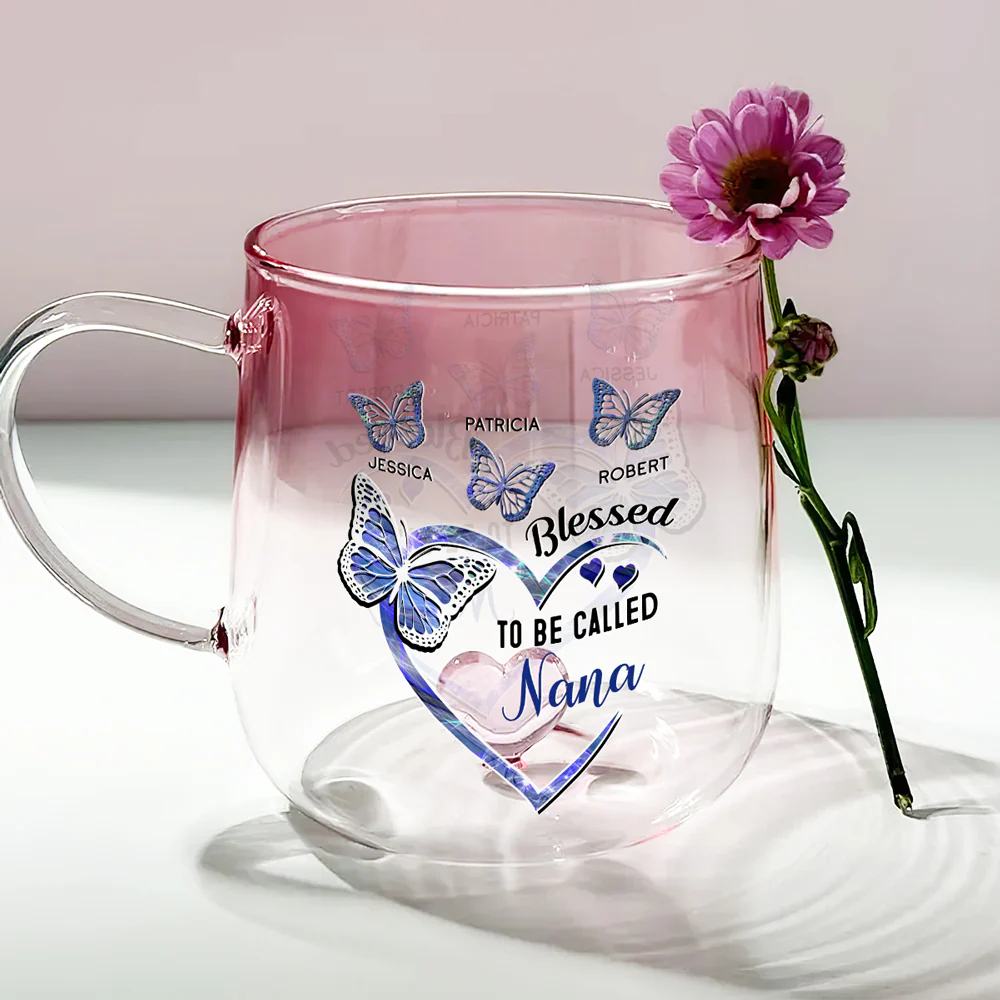 Blessed Mimi -  Personalized Custom Pink Gradient Glass Mug - Image 2