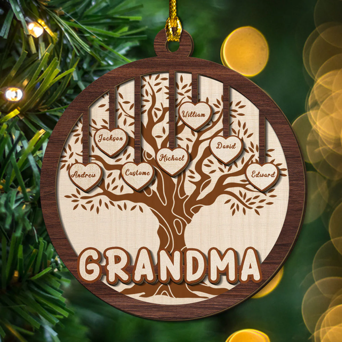 Blessed To Be Called Grandma - Personalized Custom 2-layered Wood Ornament - Image 3