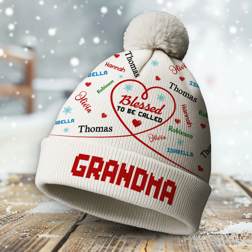 Blessed To Be Called Grandma - Personalized Custom Bobble Beanie Hat - Image 3