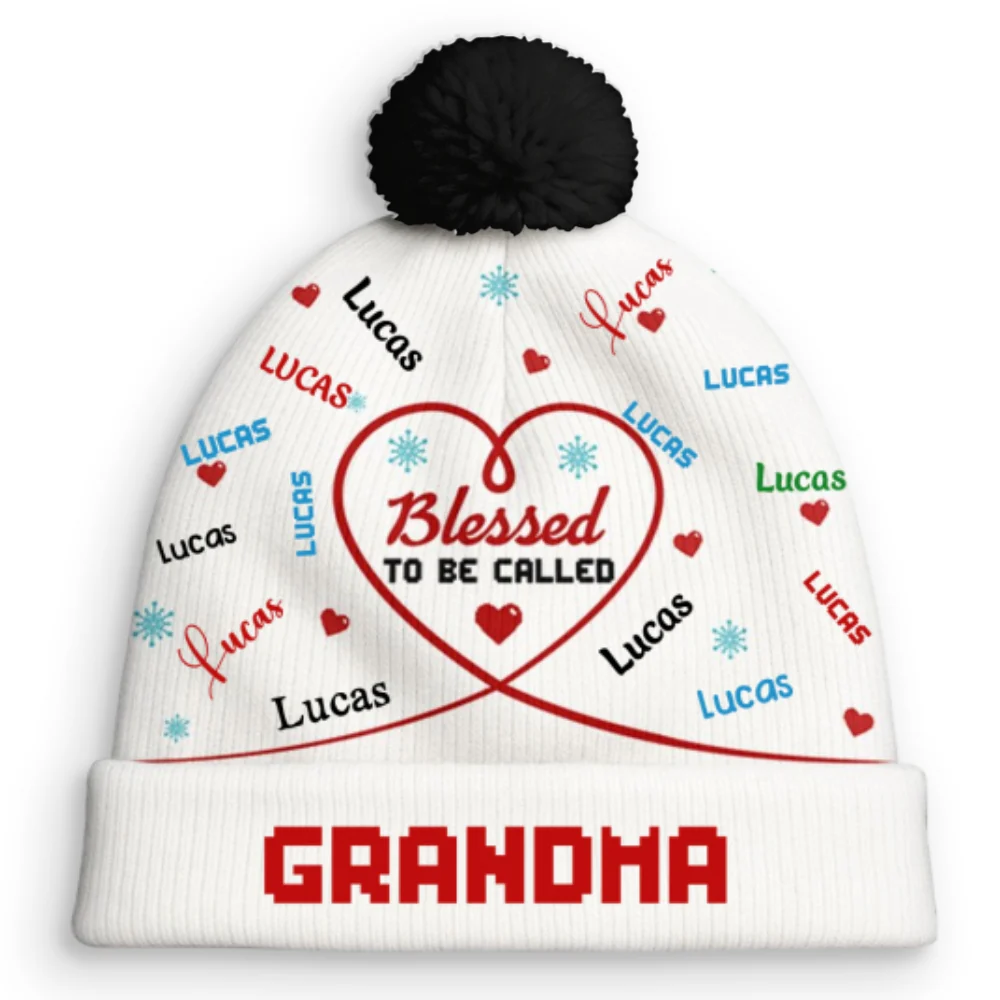 Blessed To Be Called Grandma - Personalized Custom Bobble Beanie Hat - Image 6