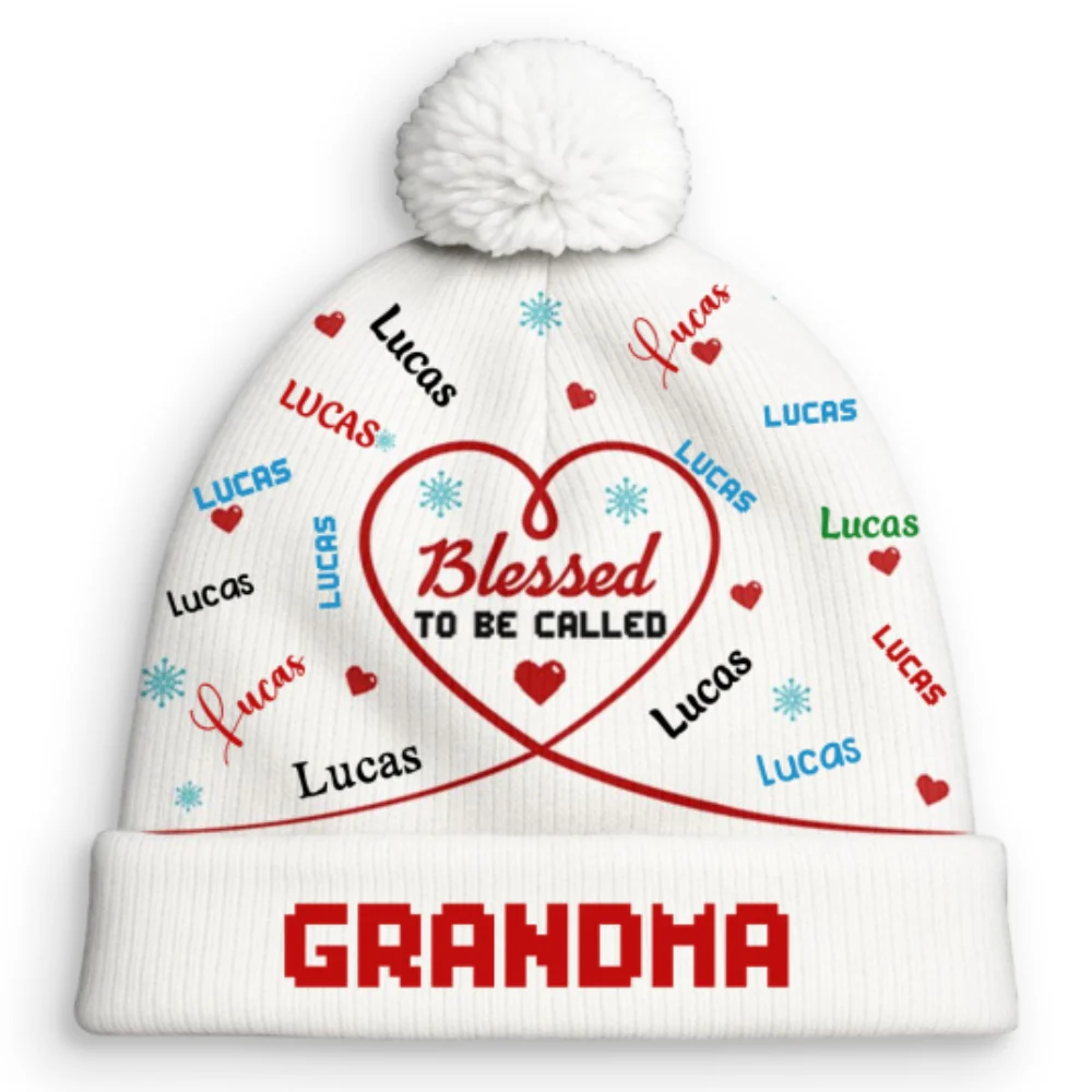 Blessed To Be Called Grandma - Personalized Custom Bobble Beanie Hat - Image 7