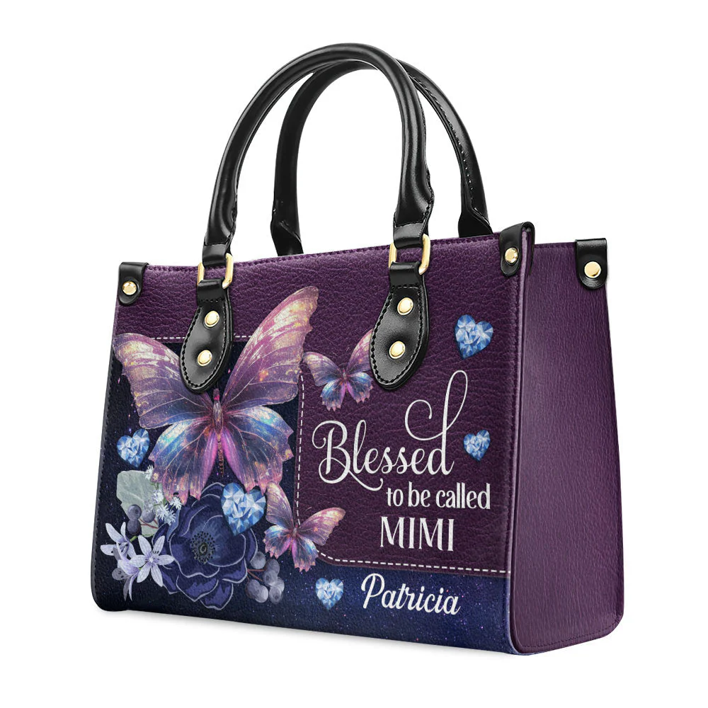 Blessed To Be Called Grandma - Personalized Custom Leather Bag - Image 4