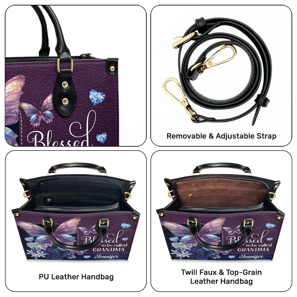 Blessed To Be Called Grandma - Personalized Custom Leather Bag - Image 6