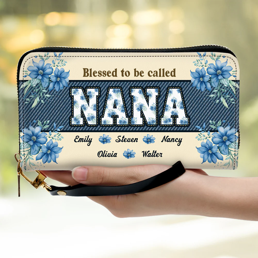 Blessed To Be Called Grandma - Personalized Custom Leather Wallet - Image 2