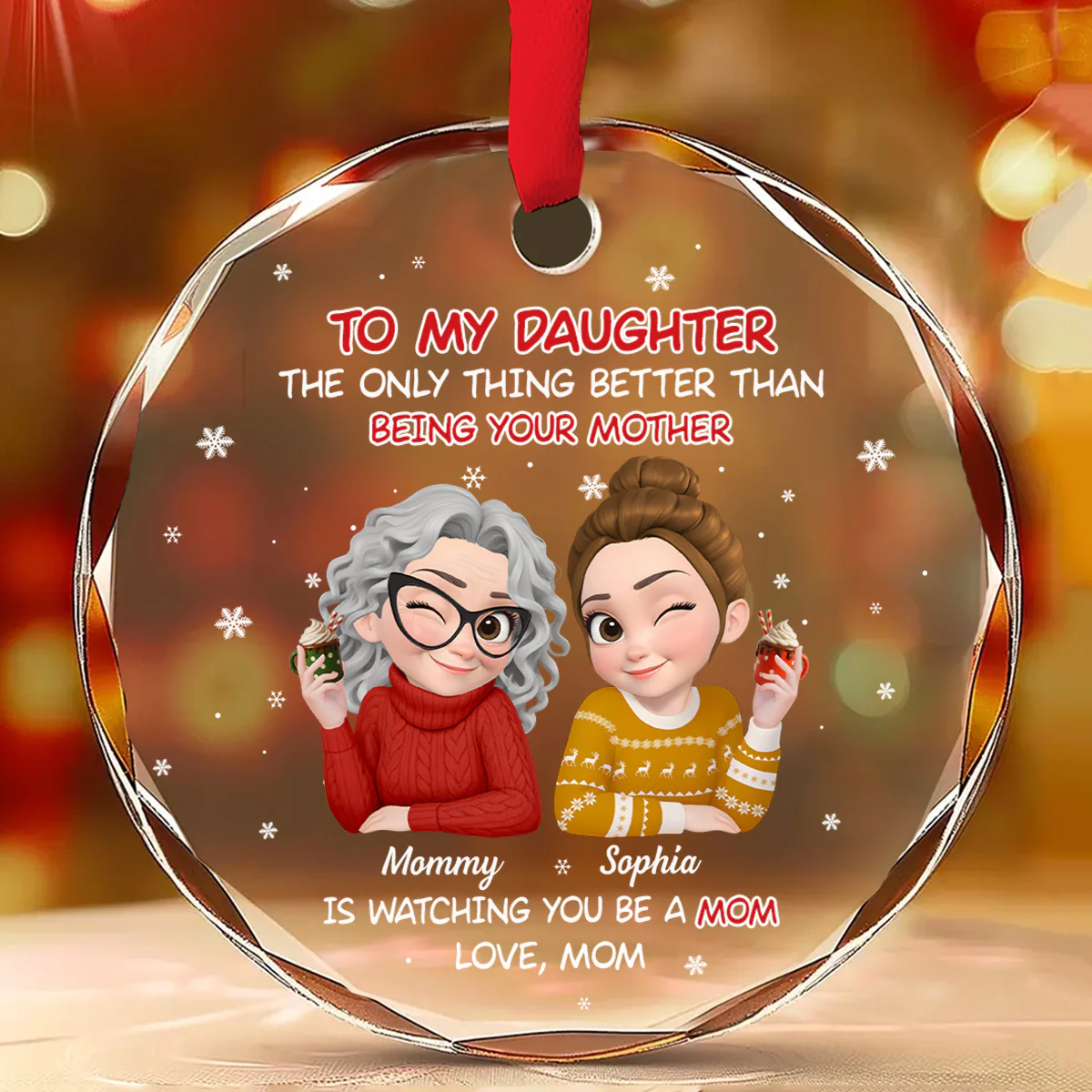 Blessed To See You Become A Mother - Personalized Custom Glass Ornament - Image 2