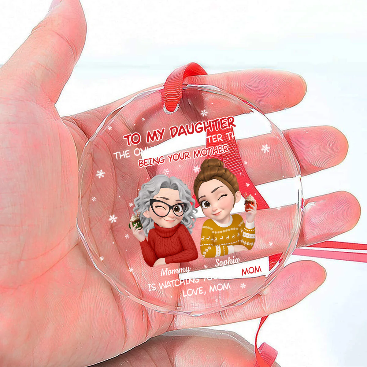 Blessed To See You Become A Mother - Personalized Custom Glass Ornament - Image 5