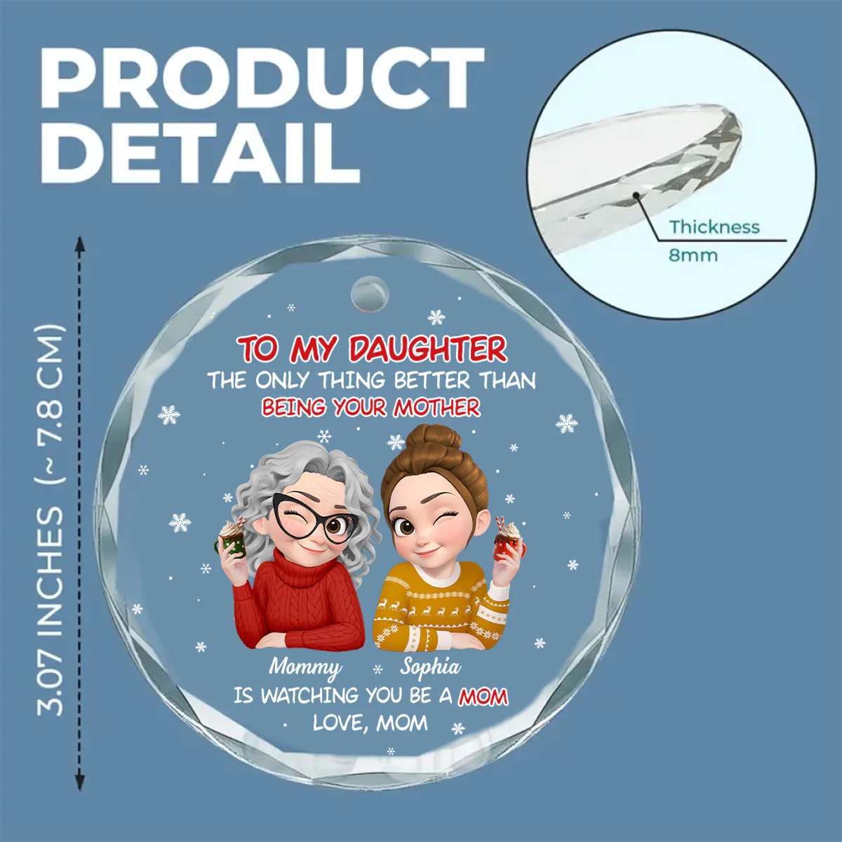 Blessed To See You Become A Mother - Personalized Custom Glass Ornament - Image 6