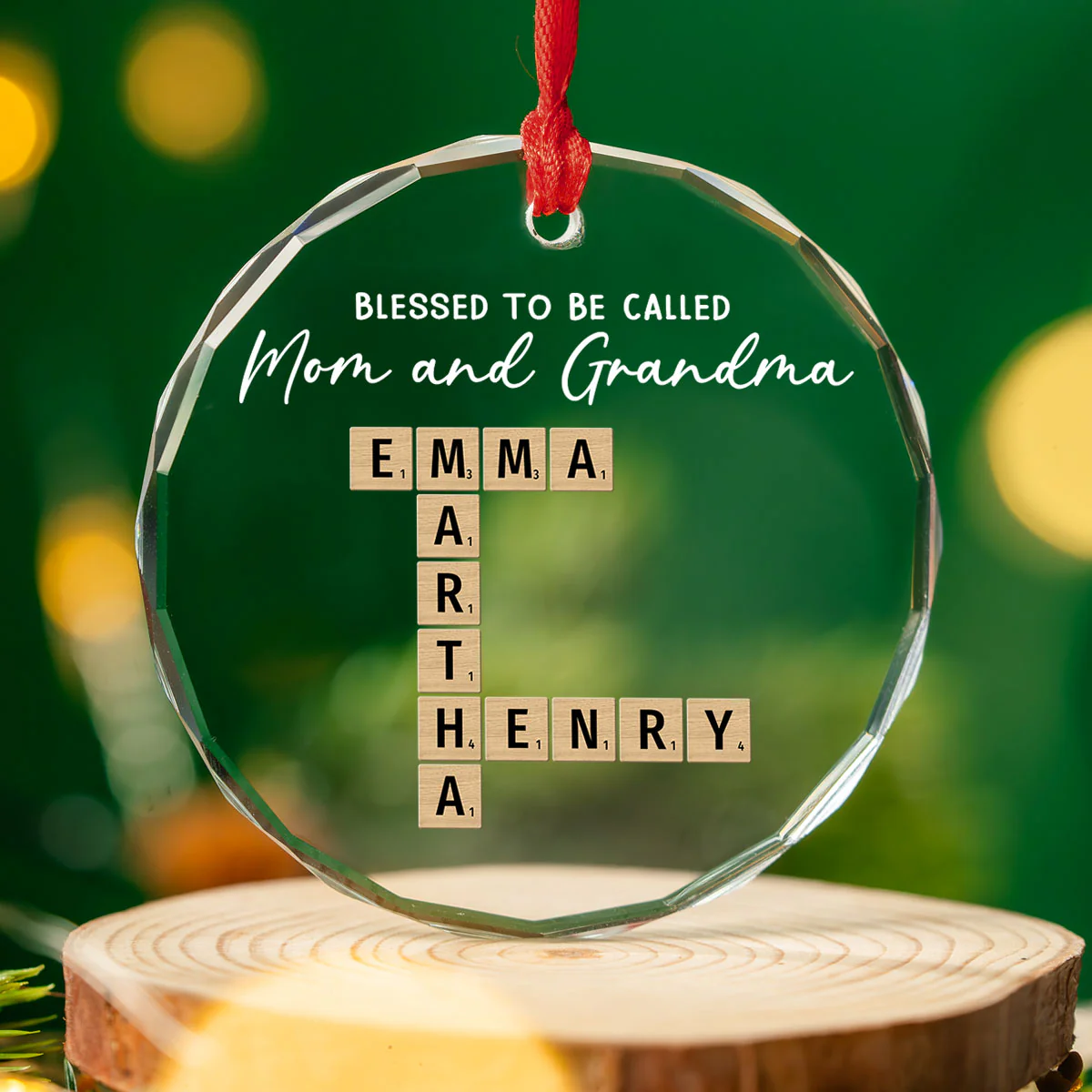 Blessed With Endless Family Joy - Personalized Custom Glass Ornament - Image 2