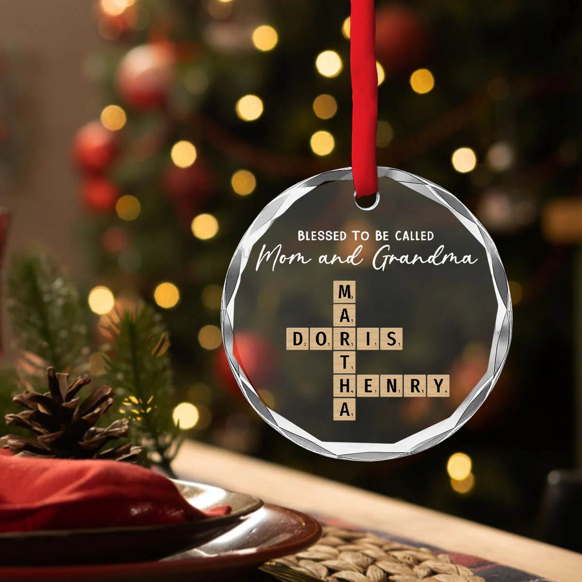 Blessed With Endless Family Joy - Personalized Custom Glass Ornament - Image 3