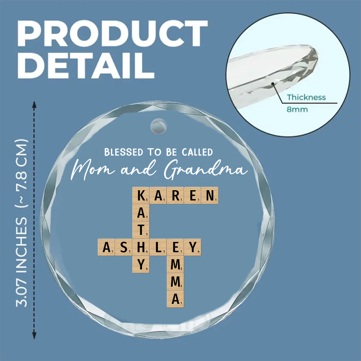 Blessed With Endless Family Joy - Personalized Custom Glass Ornament - Image 5