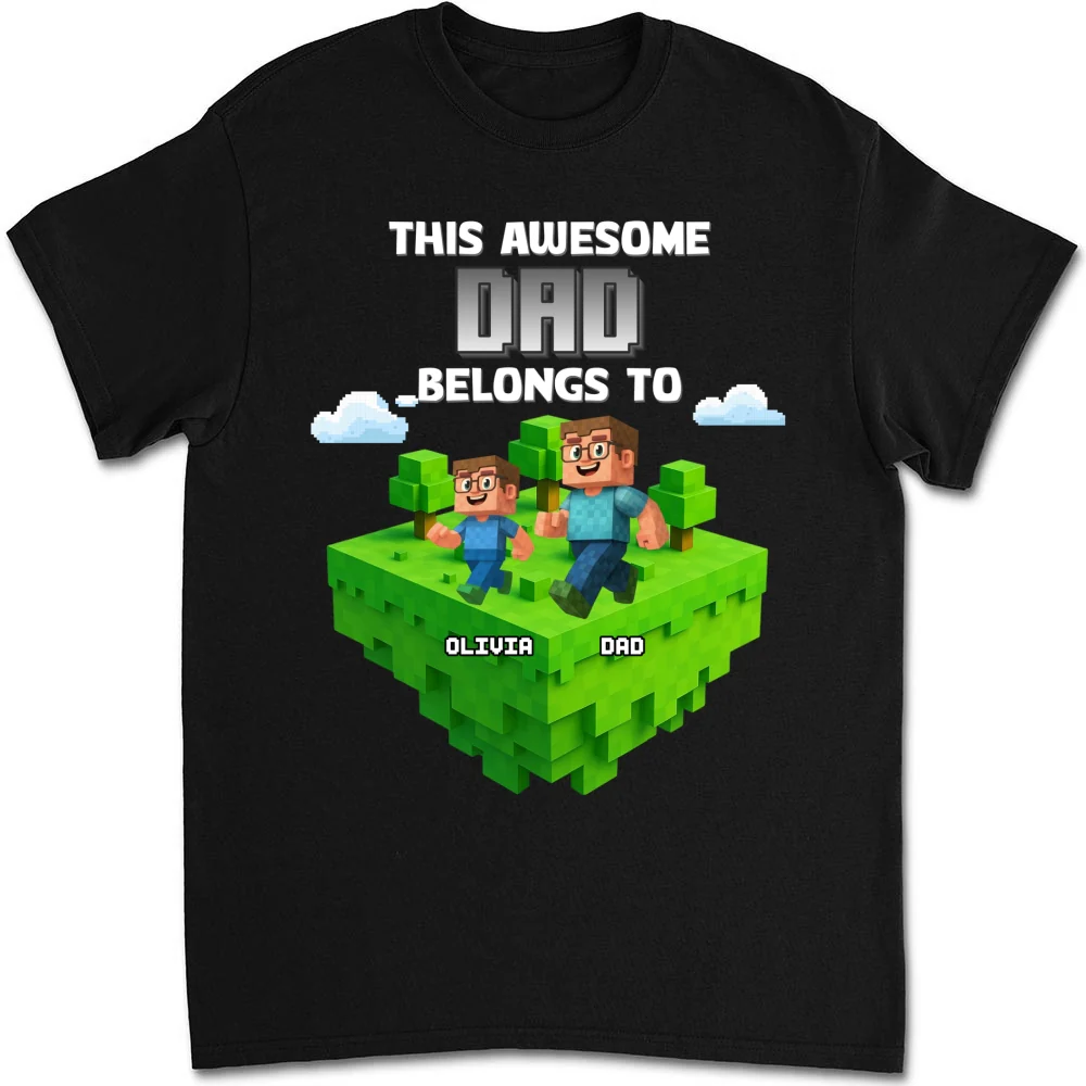 Block World Dad And Kids - Personalized Custom Shirt - Image 5
