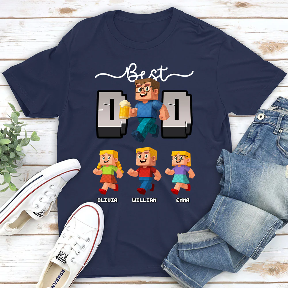 Blocky Dad Love - Personalized Custom Shirt - Image 2
