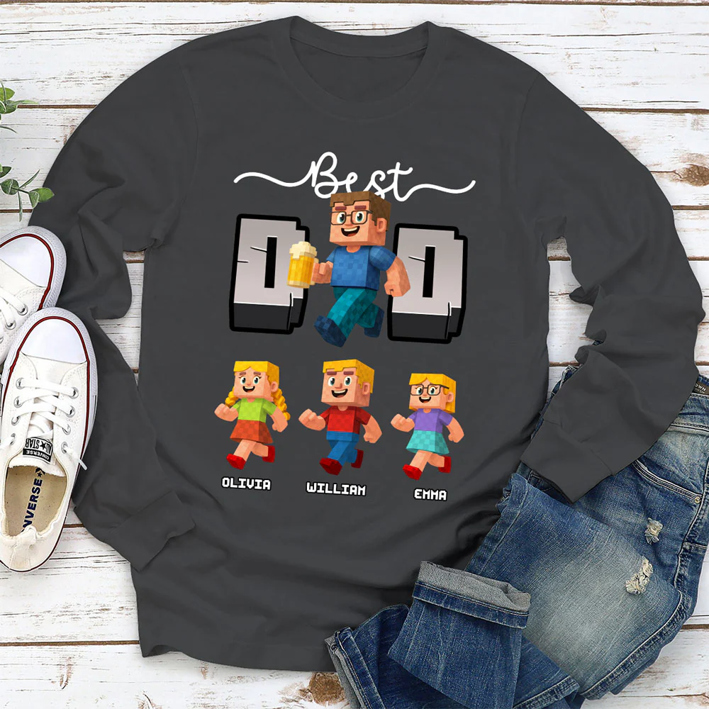 Blocky Dad Love - Personalized Custom Shirt - Image 5