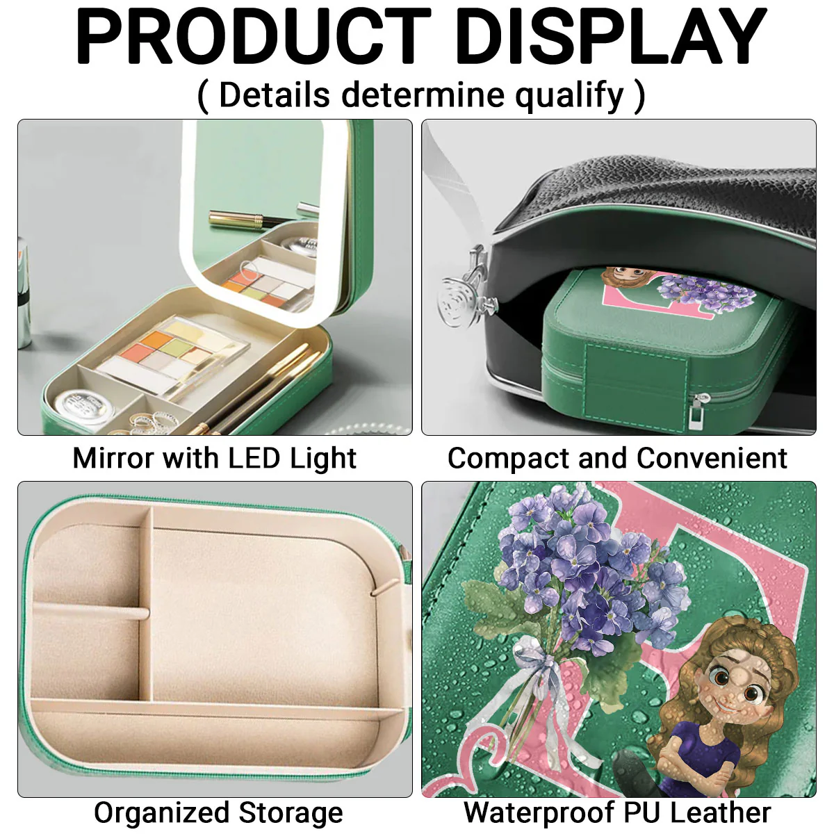 Bloomed With Love - Personalized Custom Jewelry Box With LED Mirror - Image 3