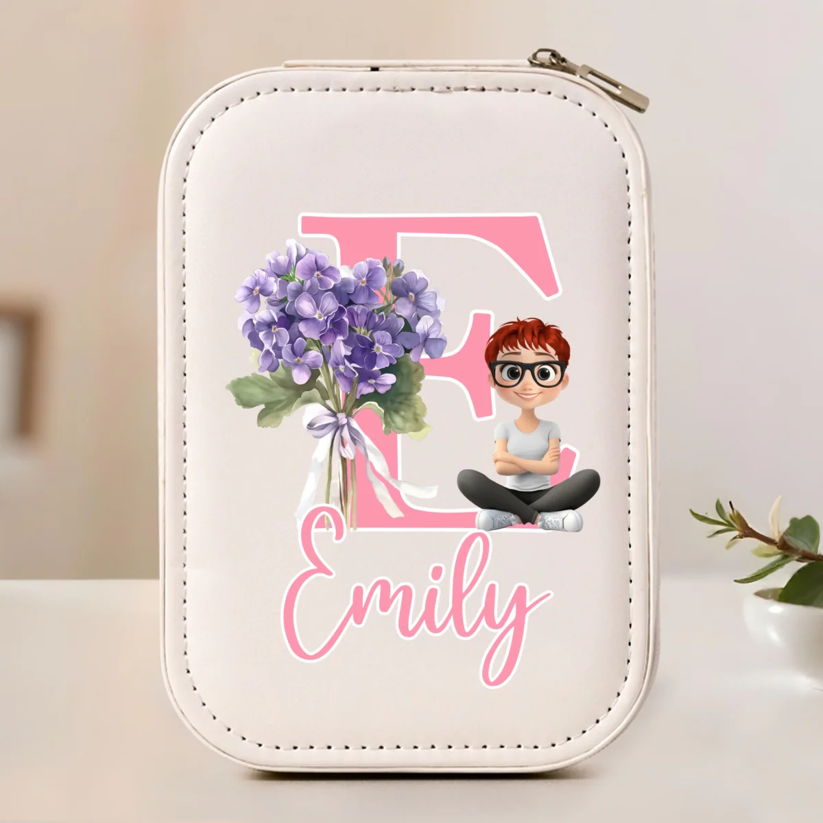 Bloomed With Love - Personalized Custom Jewelry Box With LED Mirror - Image 6