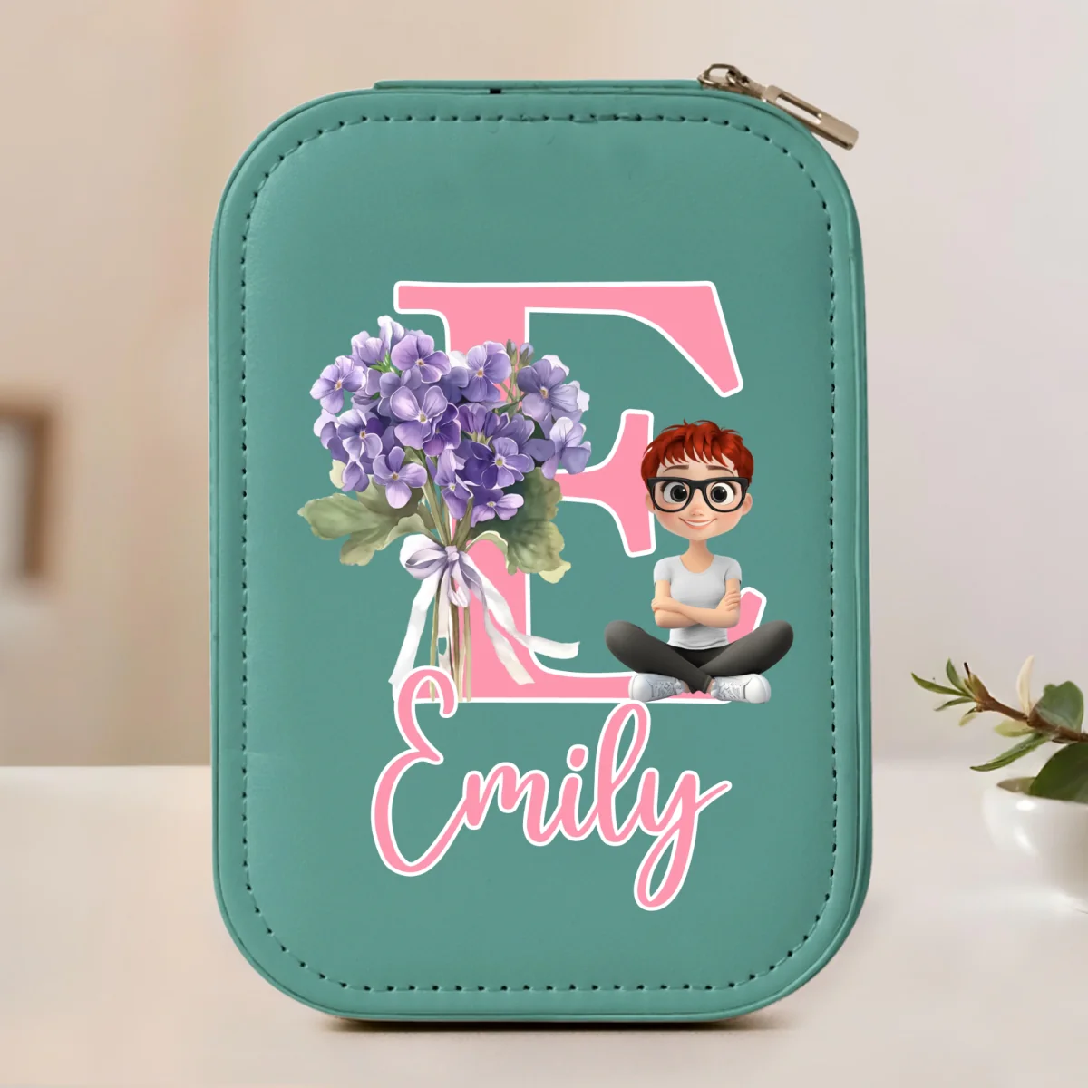 Bloomed With Love - Personalized Custom Jewelry Box With LED Mirror - Image 8