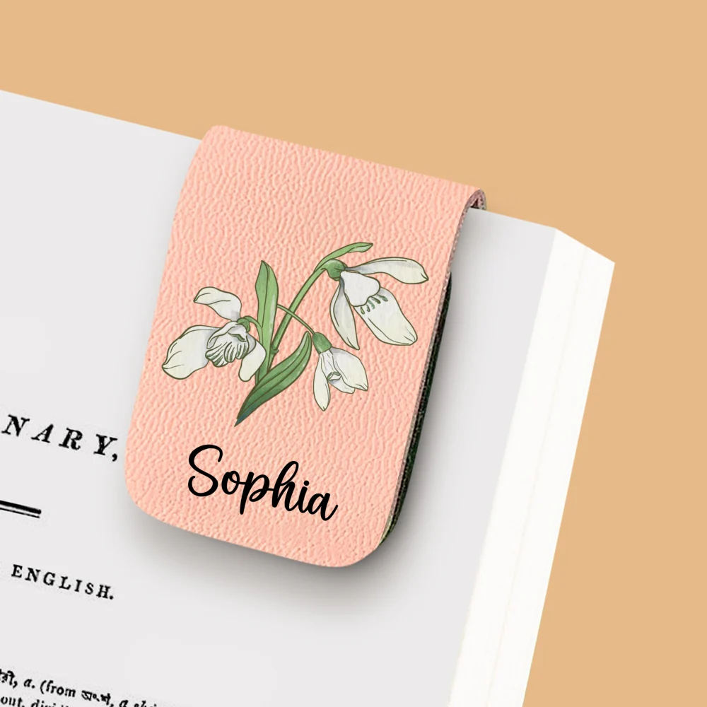 Blooming Flowers - Personalized Custom Leather Bookmark - Image 11