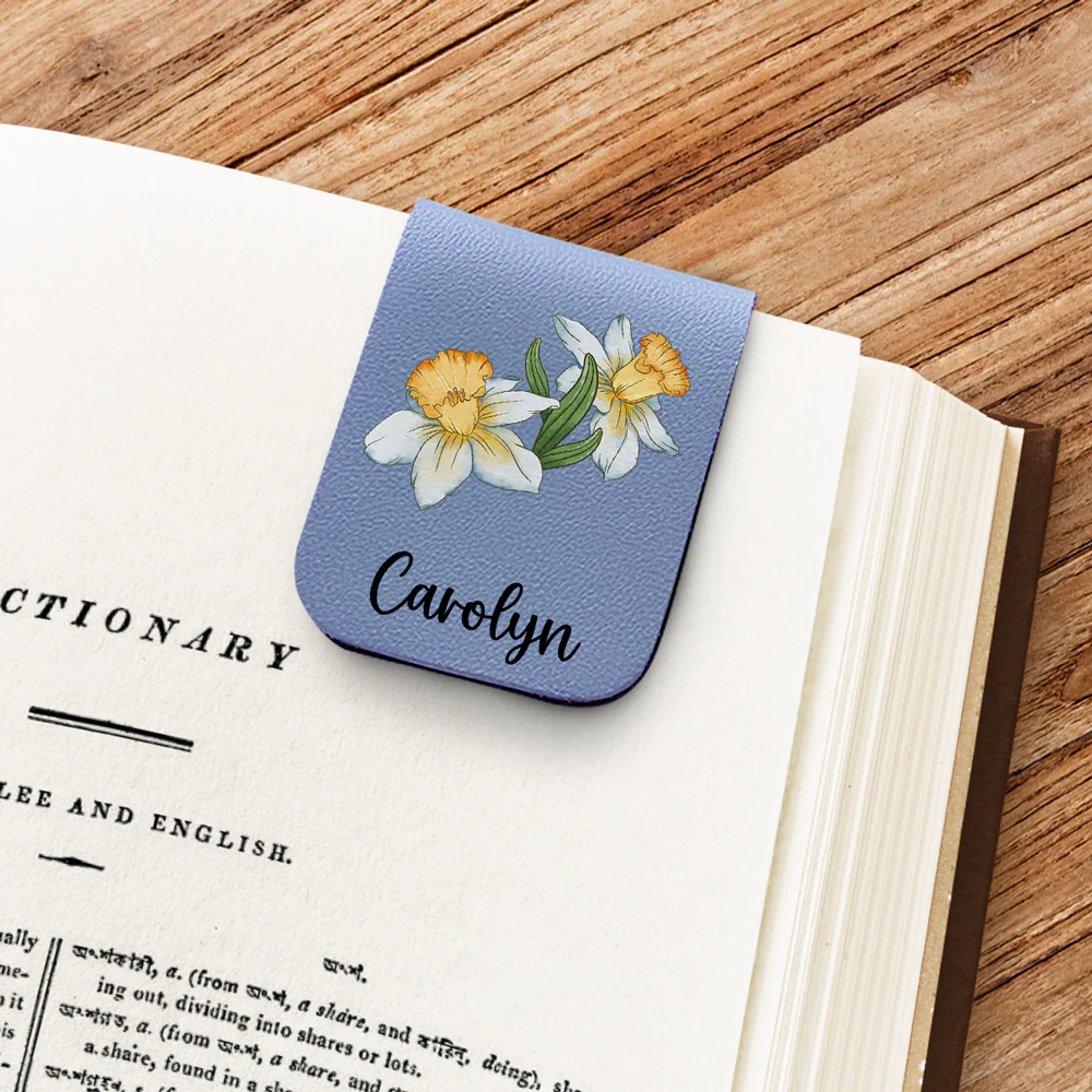 Blooming Flowers - Personalized Custom Leather Bookmark - Image 2