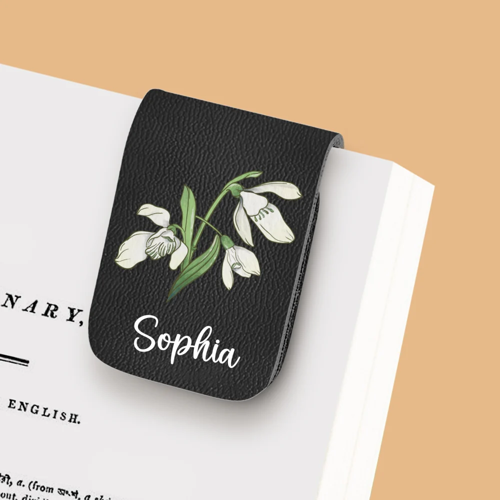 Blooming Flowers - Personalized Custom Leather Bookmark - Image 8