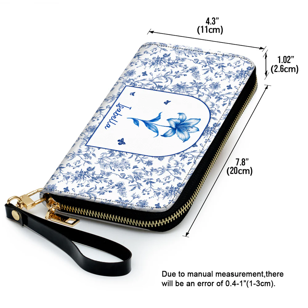 Blooming In Blue - Personalized Custom Leather Wallet - Image 3