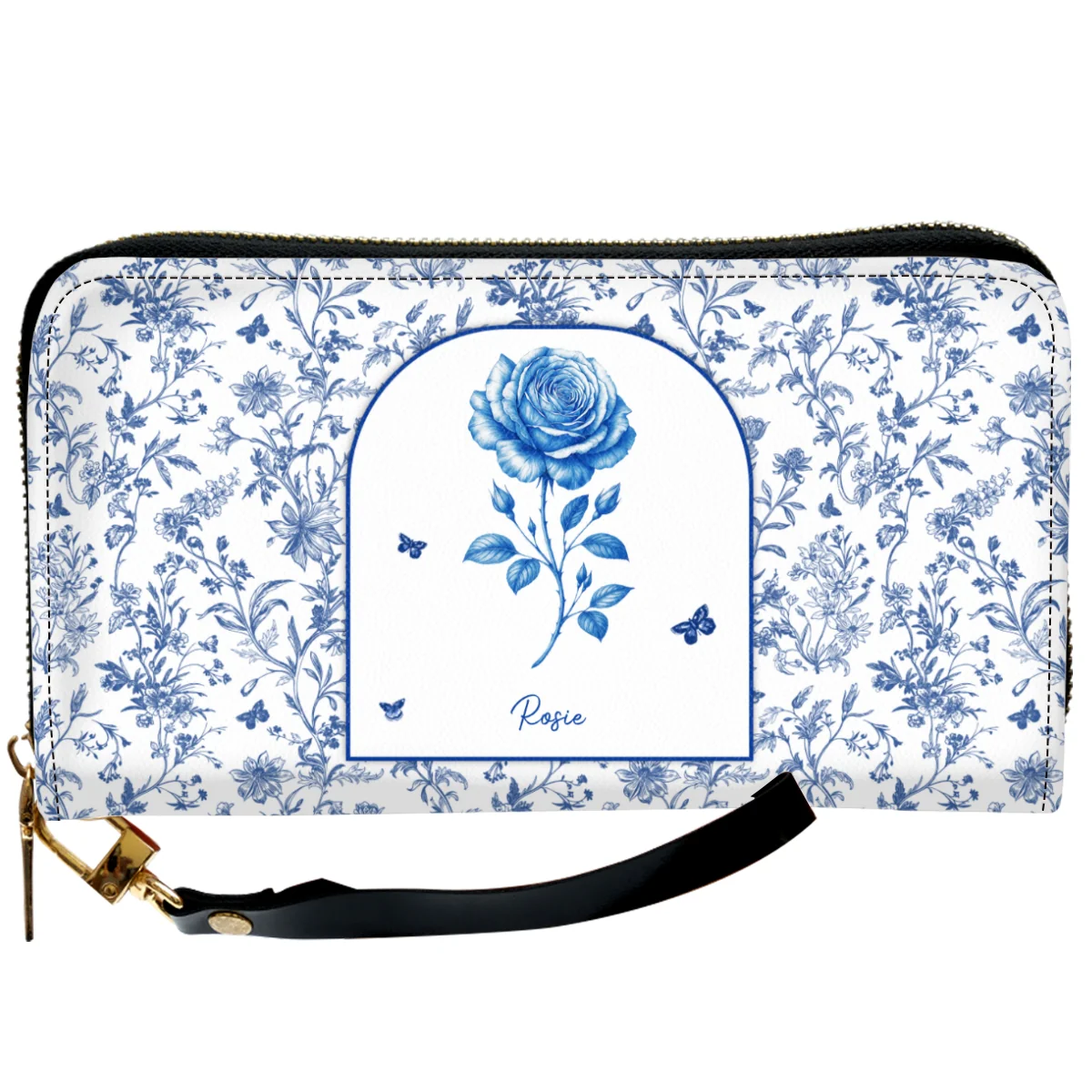 Blooming In Blue - Personalized Custom Leather Wallet - Image 6