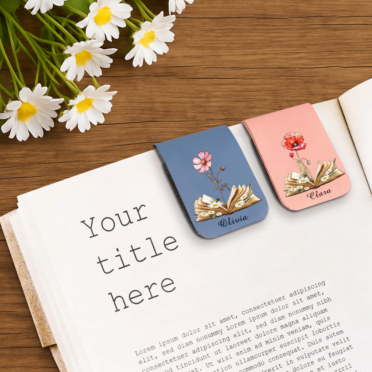 Blooming In Pages - Personalized Custom Leather Bookmark - Image 2