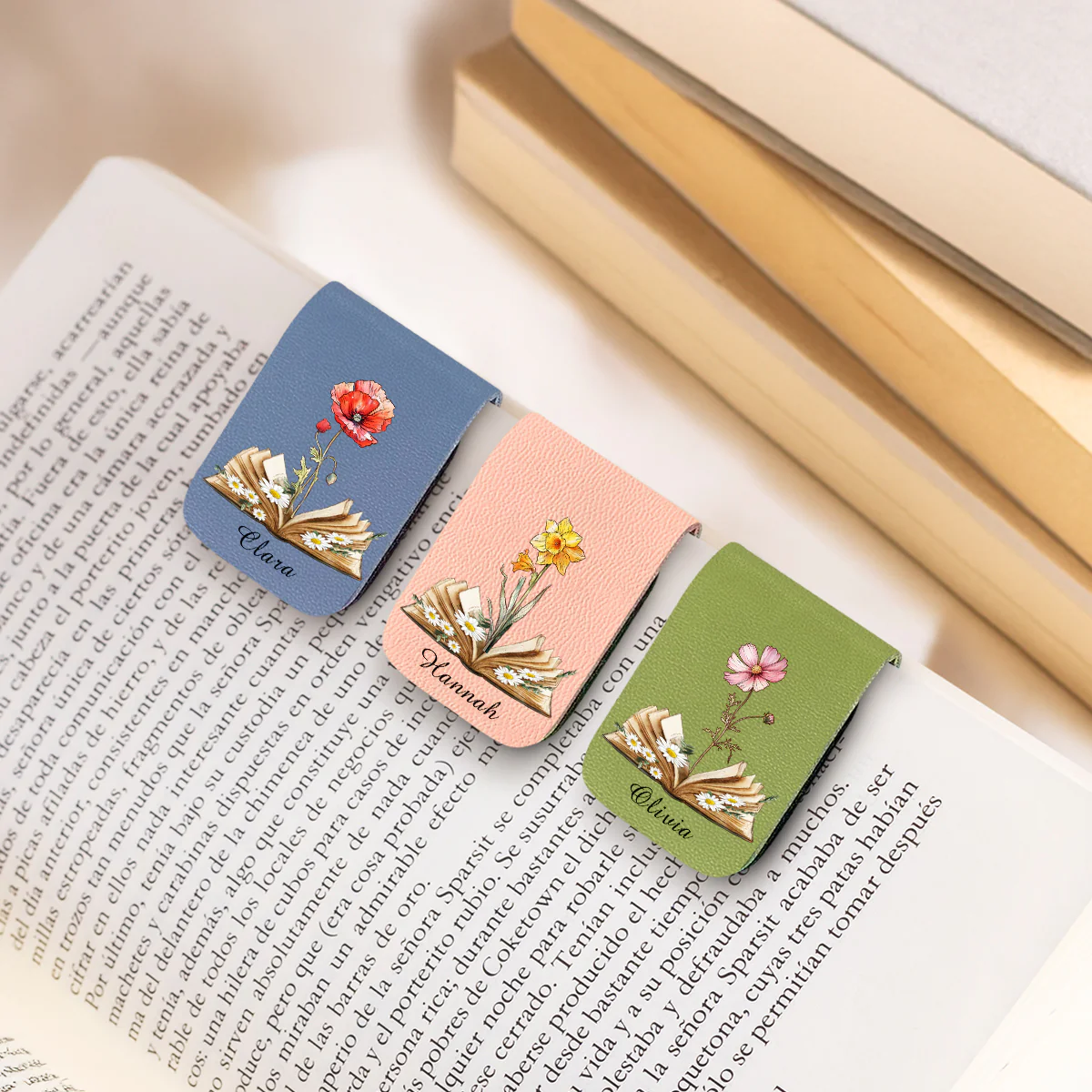 Blooming In Pages - Personalized Custom Leather Bookmark - Image 3