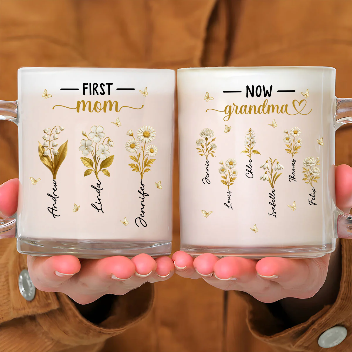 Blooming Love Grandma - Personalized Custom Glass Mug