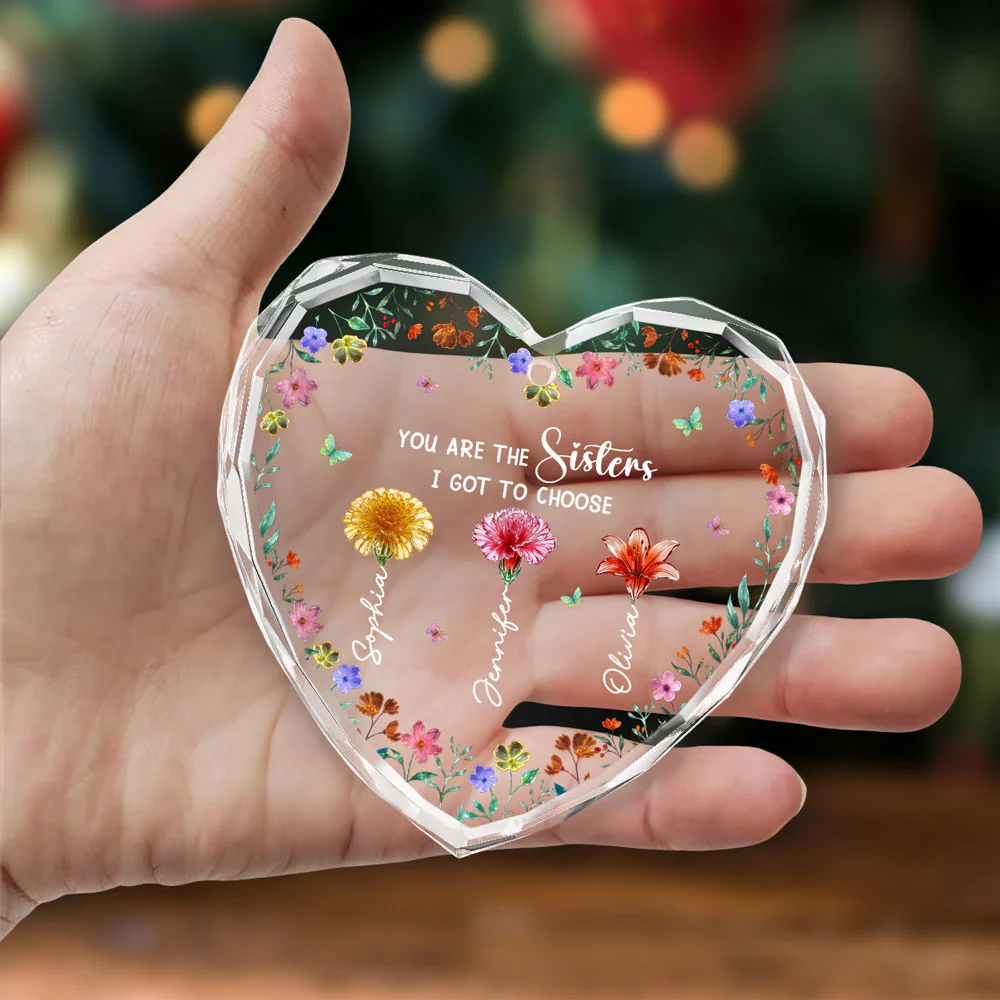 Blooming Sisters - Personalized Custom Glass Ornament - Image 3