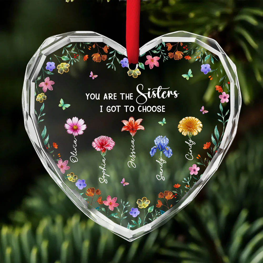 Blooming Sisters - Personalized Custom Glass Ornament - Image 5