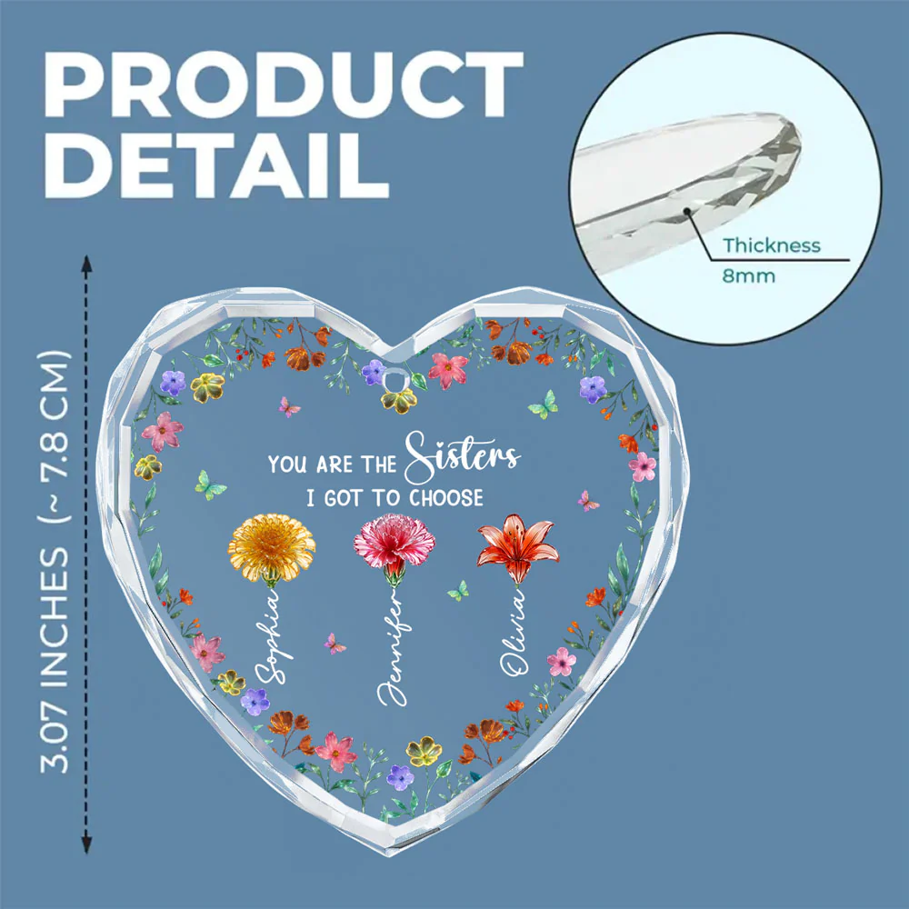 Blooming Sisters - Personalized Custom Glass Ornament - Image 6
