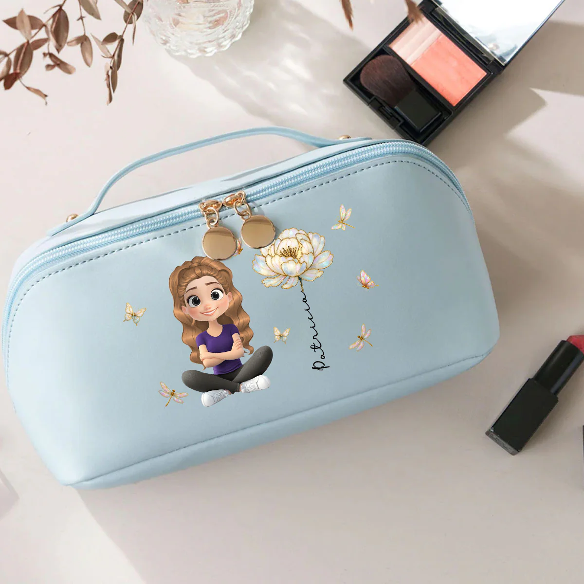 Blooming Soul - Personalized Custom Leather Makeup Bag - Image 4