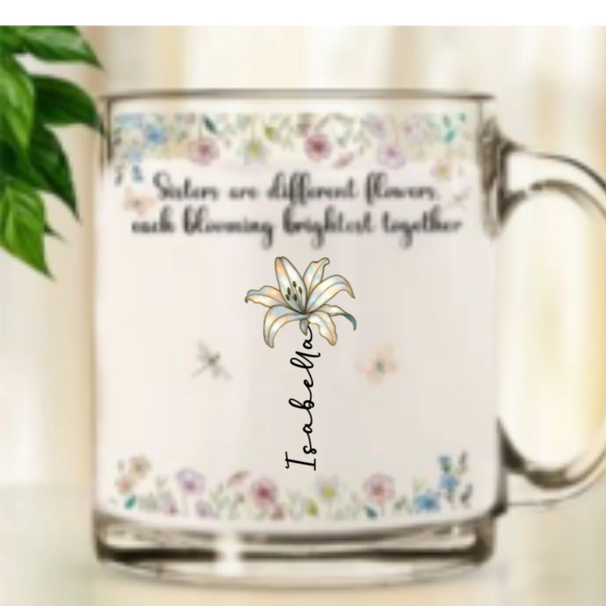 Blooming Together - Personalized Custom Glass Mug - Image 6