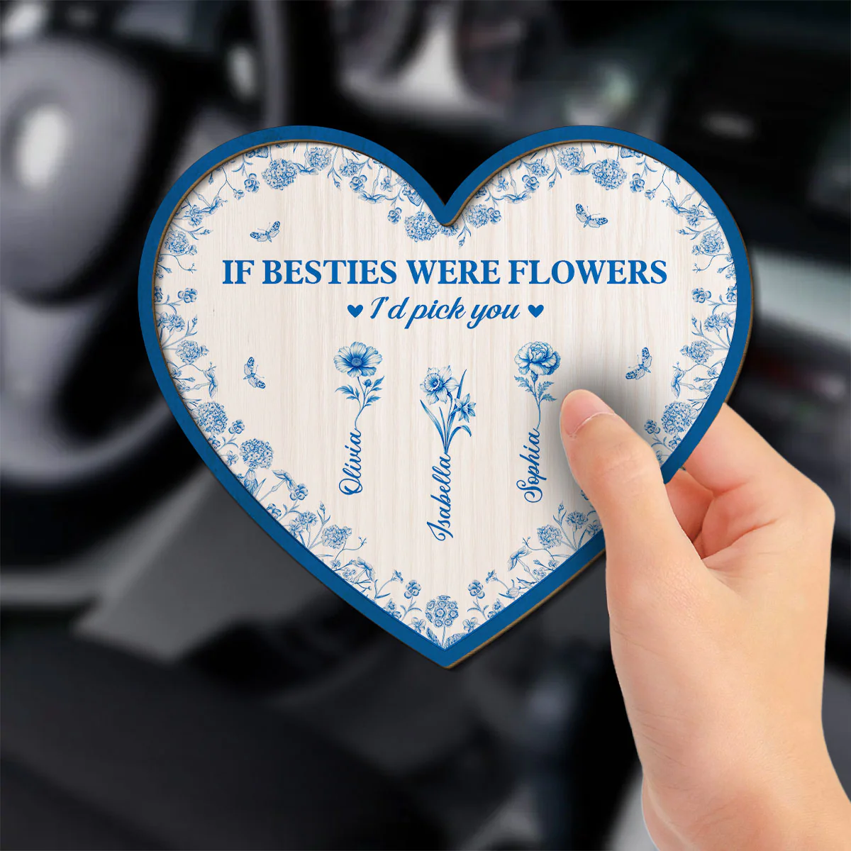 Blossoms Of Friendship - Personalized Custom Car Visor Clip - Image 2
