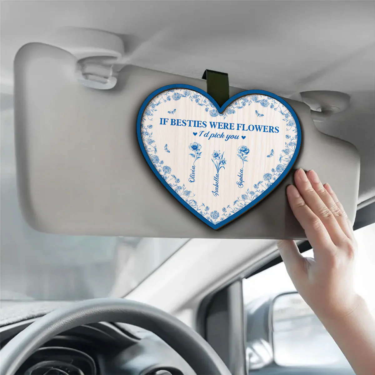 Blossoms Of Friendship - Personalized Custom Car Visor Clip - Image 3
