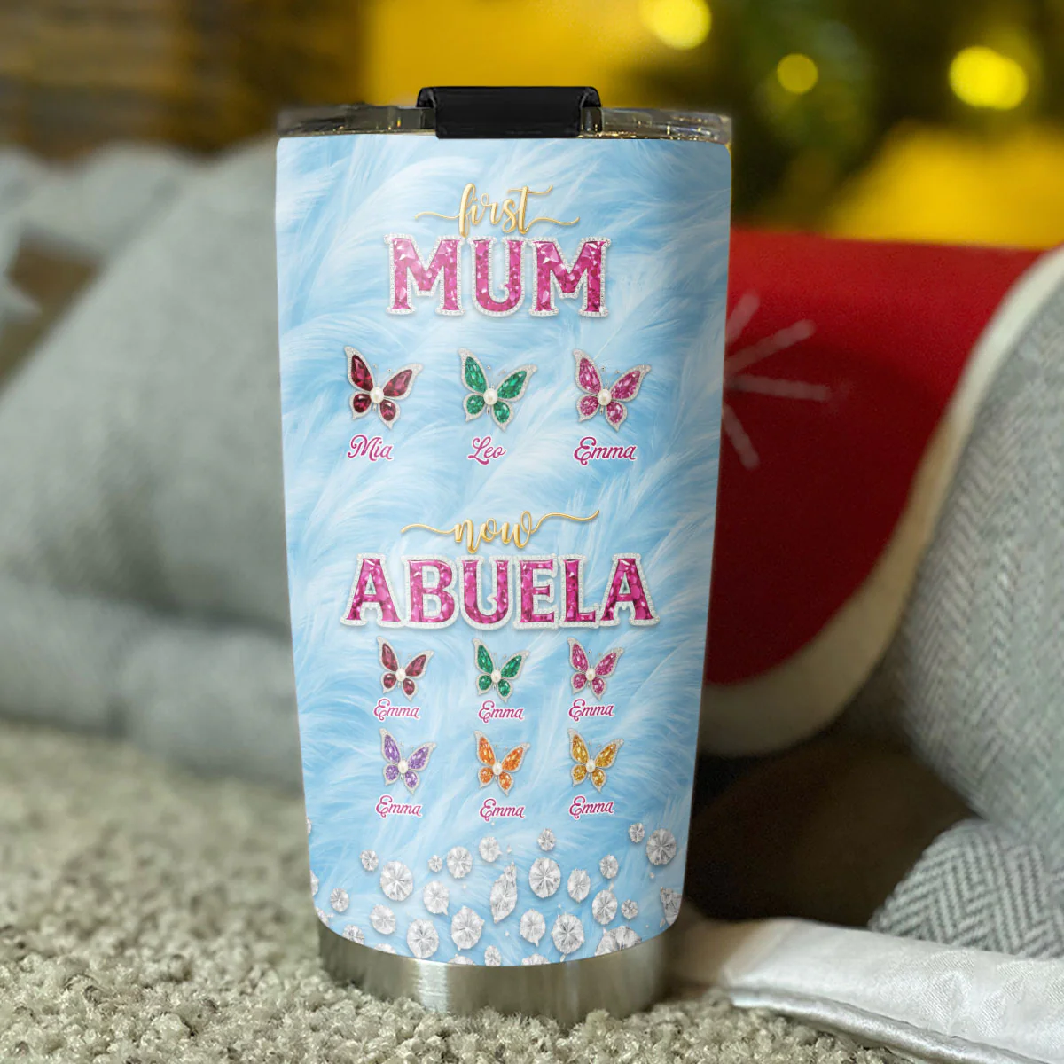 Blue Butterflies For Grandma - Personalized Custom Tumbler - Image 4