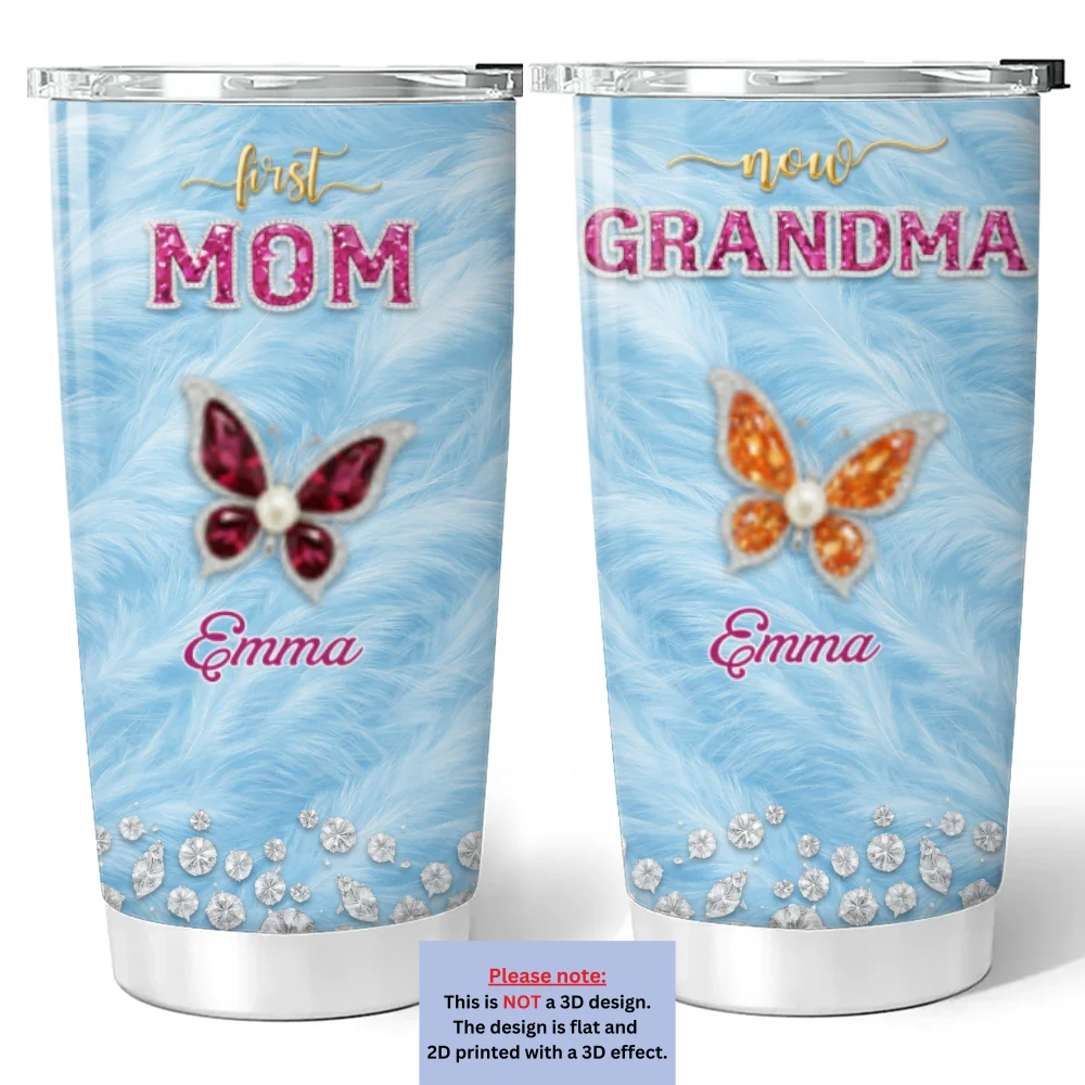 Blue Butterflies For Grandma Version 2 - Personalized Custom Tumbler - Image 6