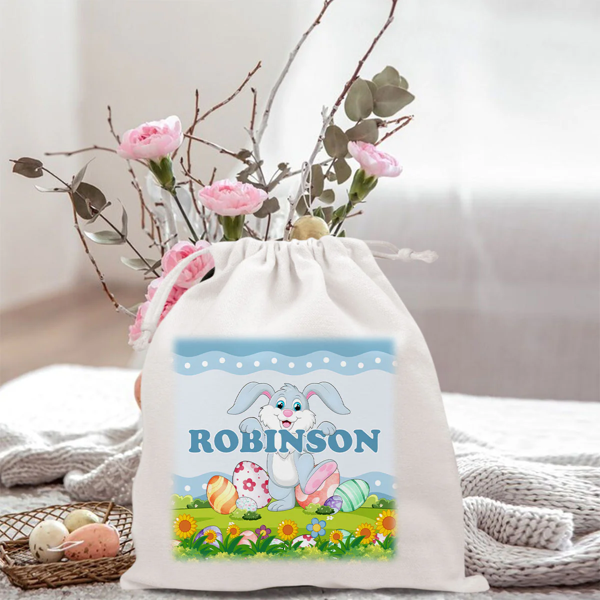 Blue Pink Bunny - Personalized Custom Favor Bag - Image 5