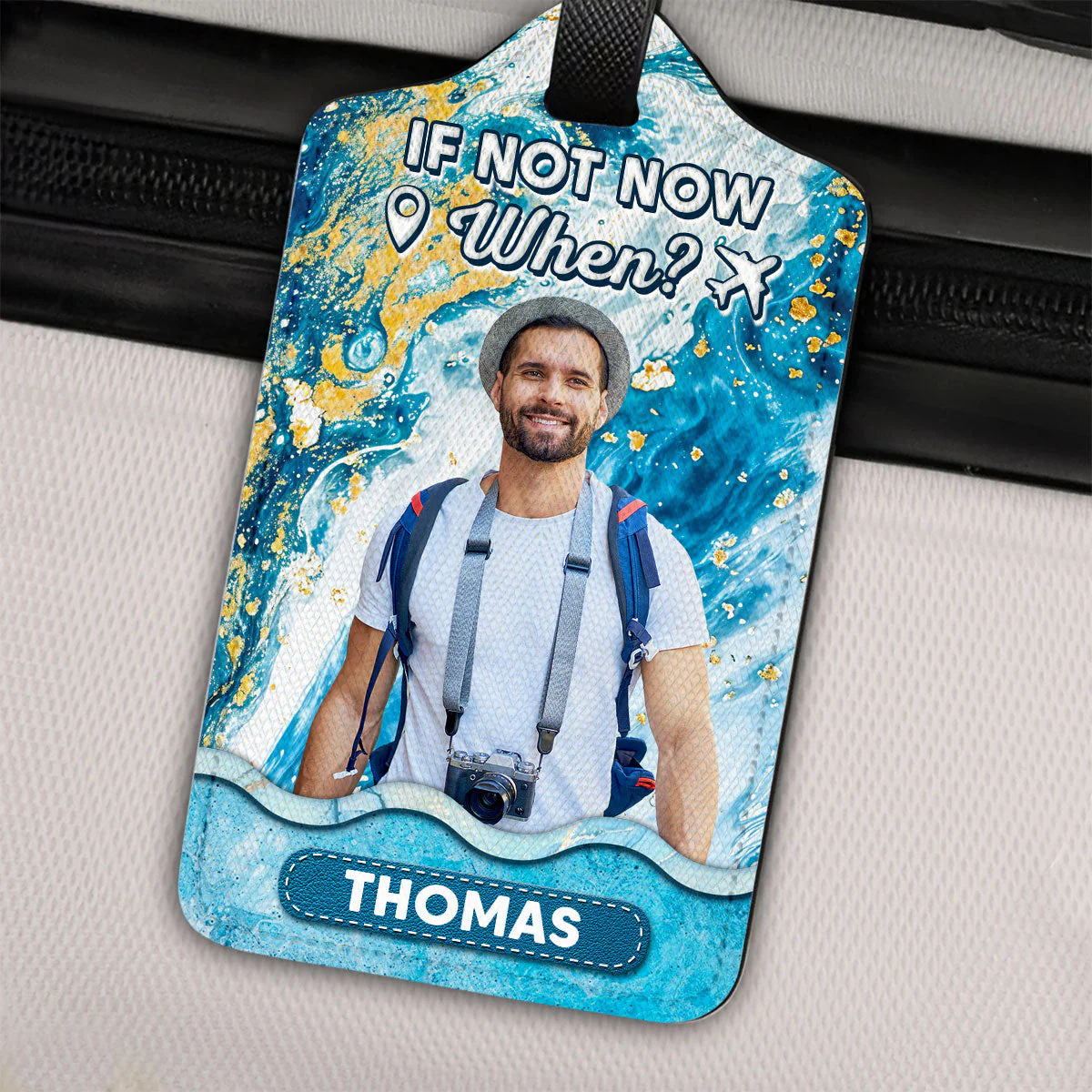 Blue Waves - Personalized Custom Luggage Tag - Image 3