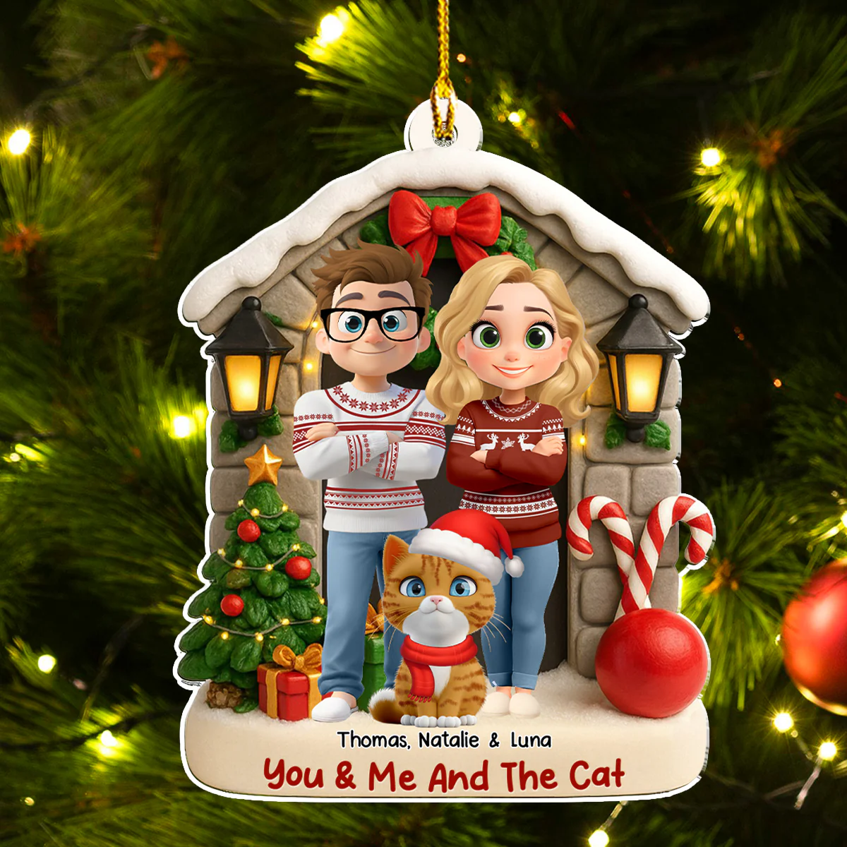Bond Of Cat Love - Personalized Custom 3D Effect Acrylic Ornament - Image 5