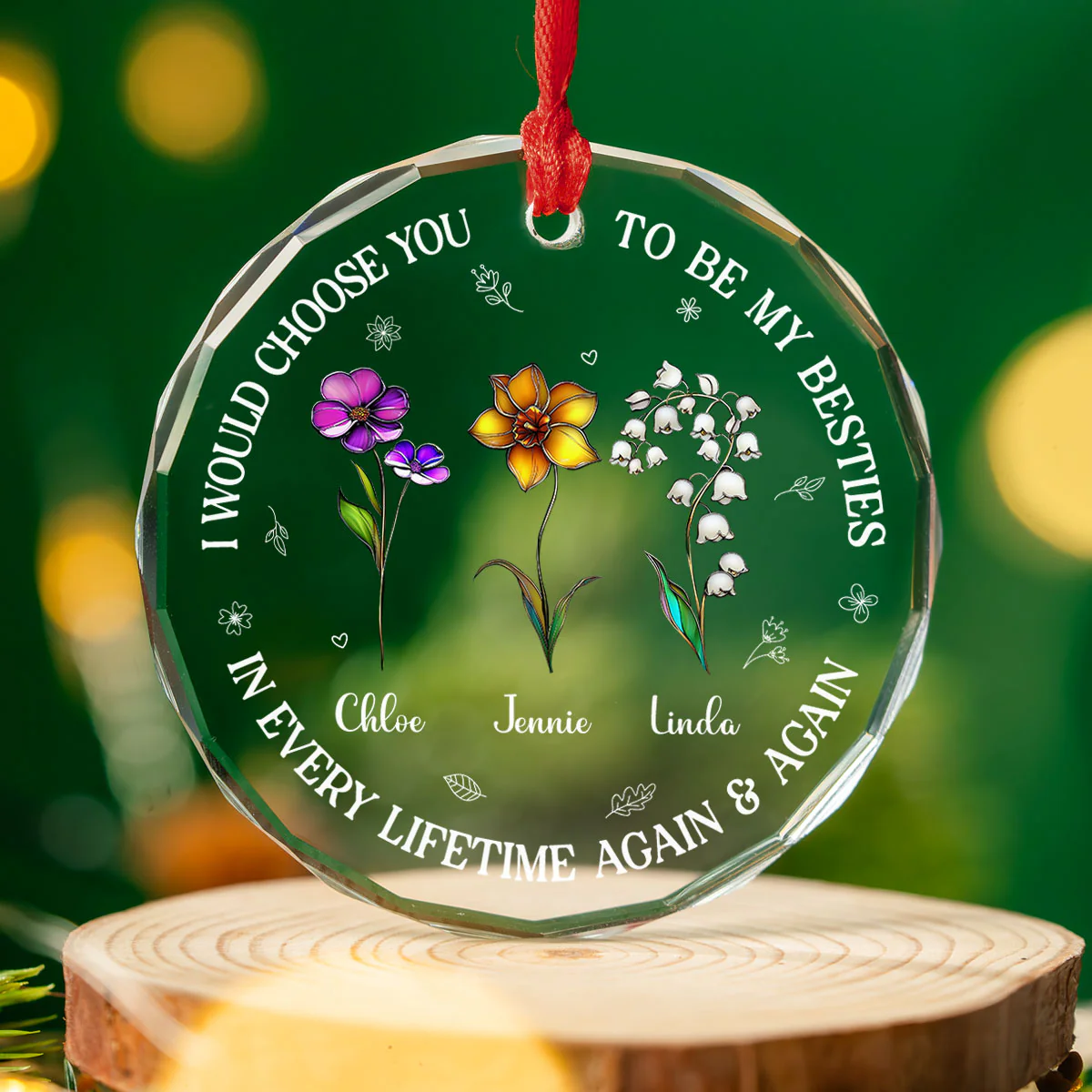Bonded By Heart - Personalized Custom Glass Ornament - Image 4