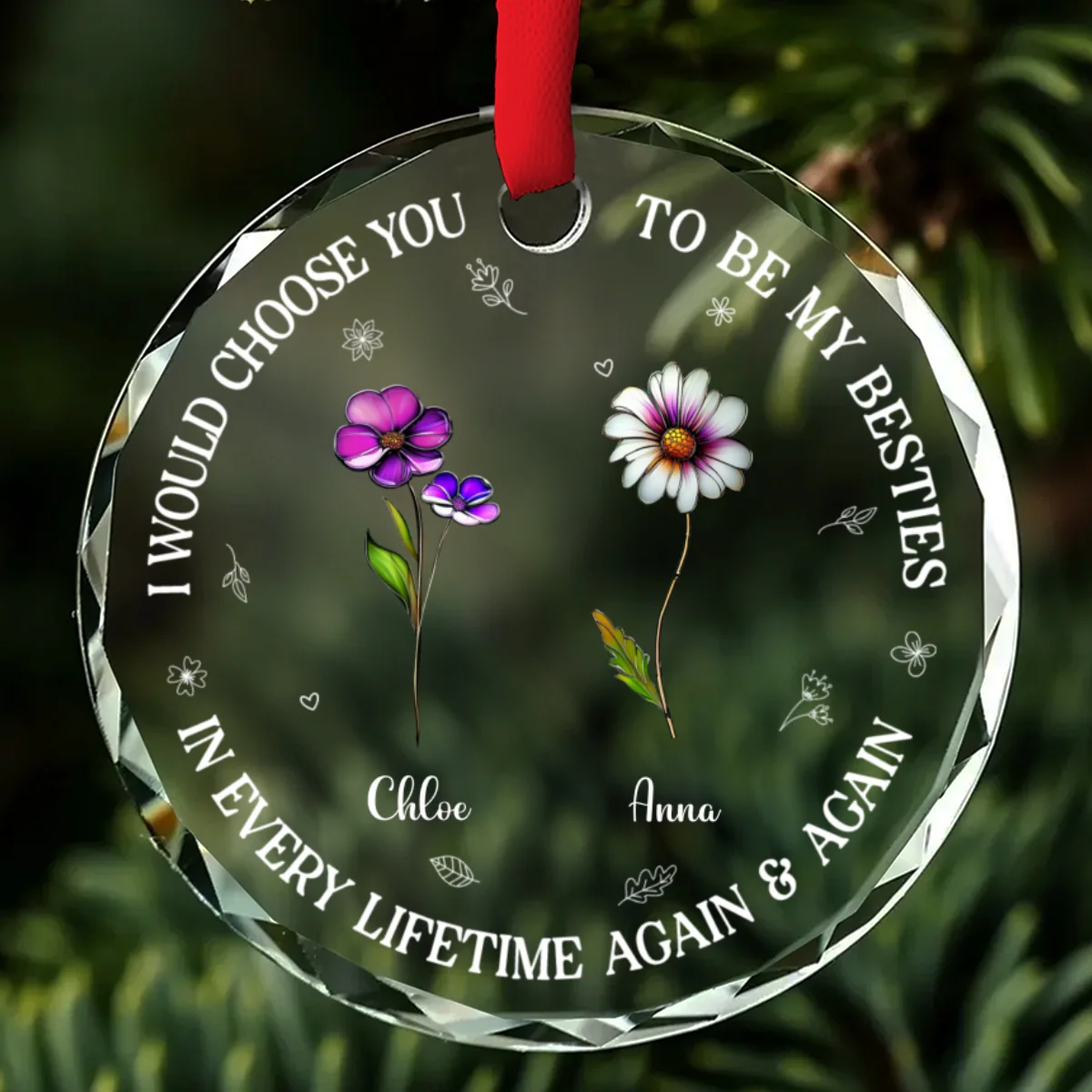 Bonded By Heart - Personalized Custom Glass Ornament - Image 6