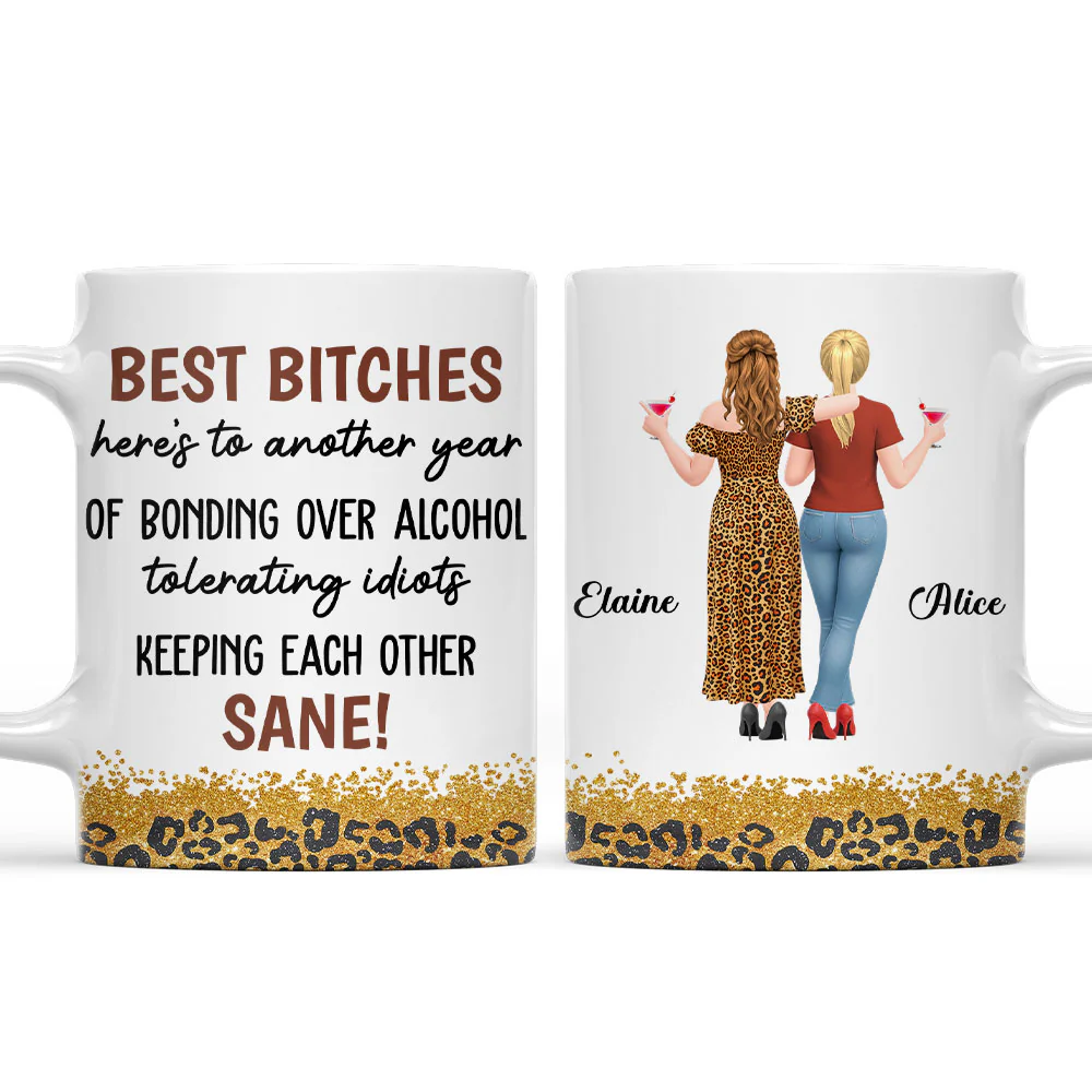 Bonding Over Alcohol Tolerating Idiots - Personalized Custom Coffee Mug