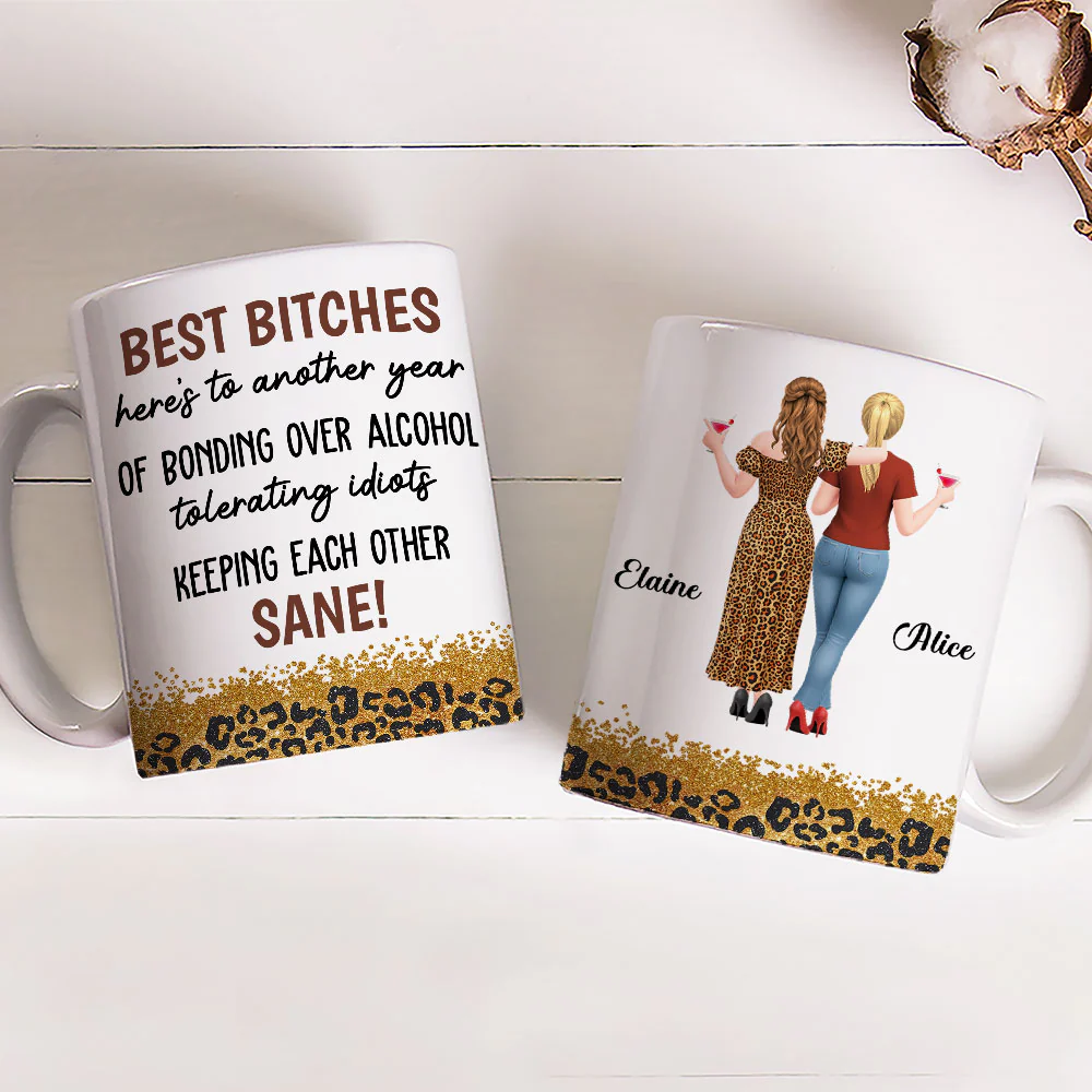 Bonding Over Alcohol Tolerating Idiots - Personalized Custom Coffee Mug - Image 2