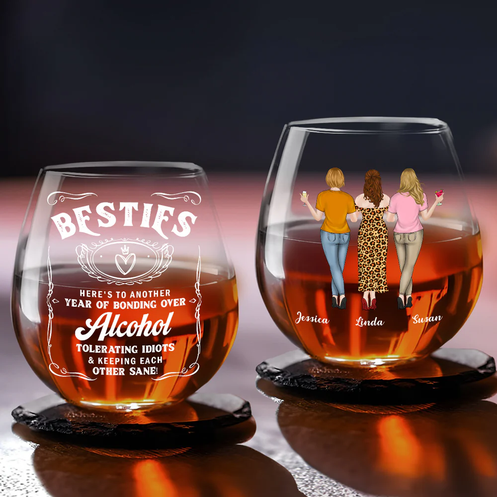 Bonding Over Booze - Personalized Custom Wine Glass