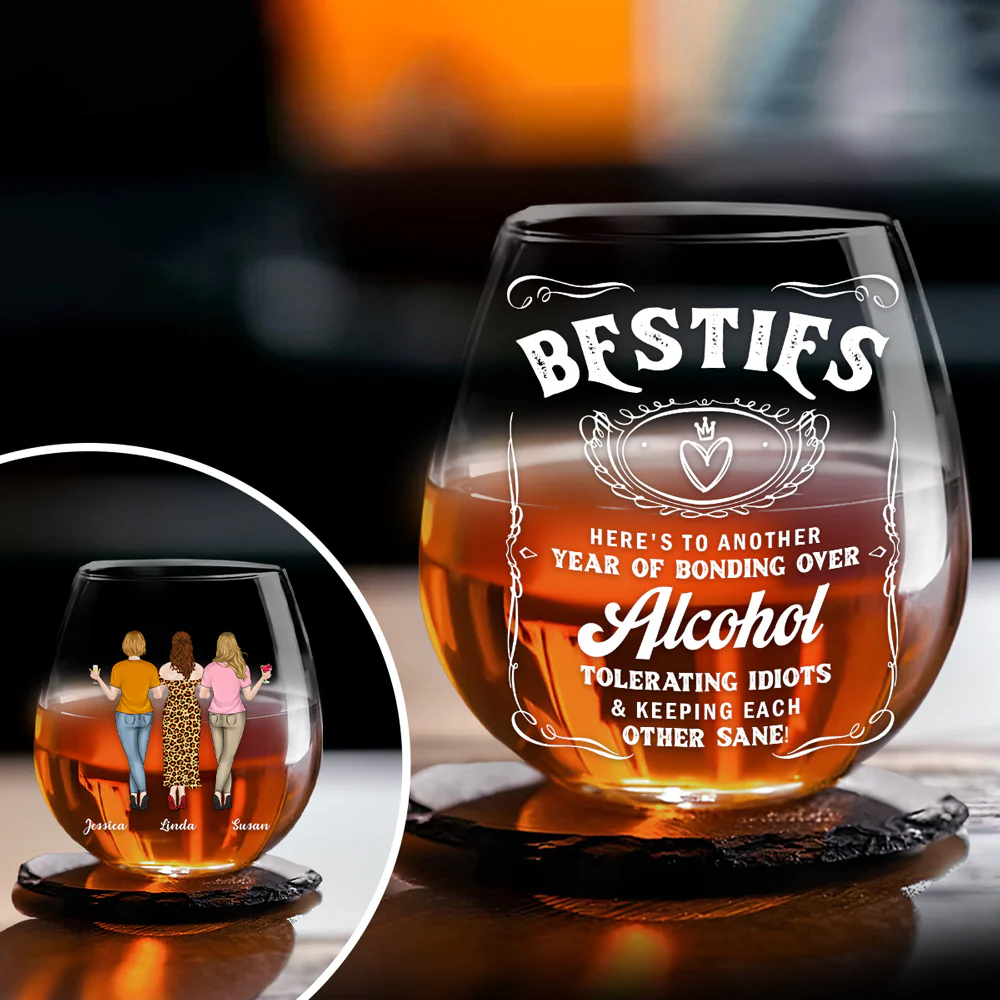 Bonding Over Booze - Personalized Custom Wine Glass - Image 2