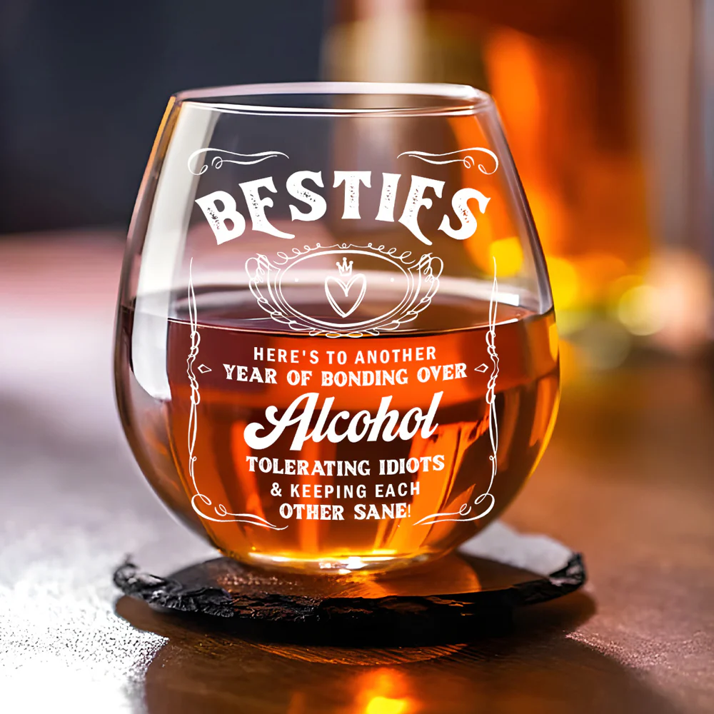 Bonding Over Booze - Personalized Custom Wine Glass - Image 4