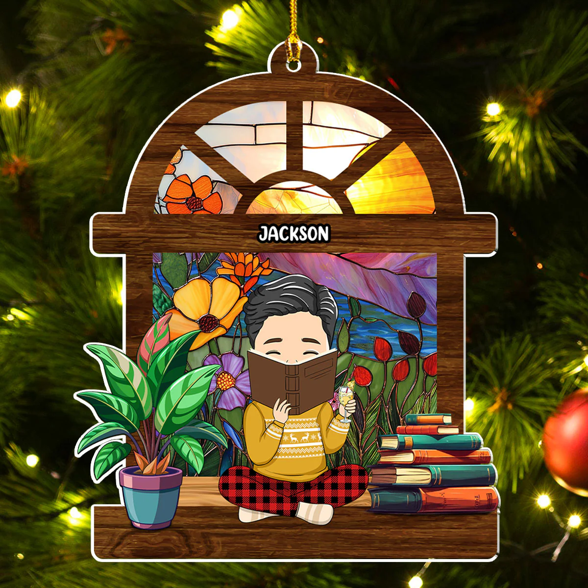 Book Lover - Personalized Custom Acrylic Ornament - Image 4