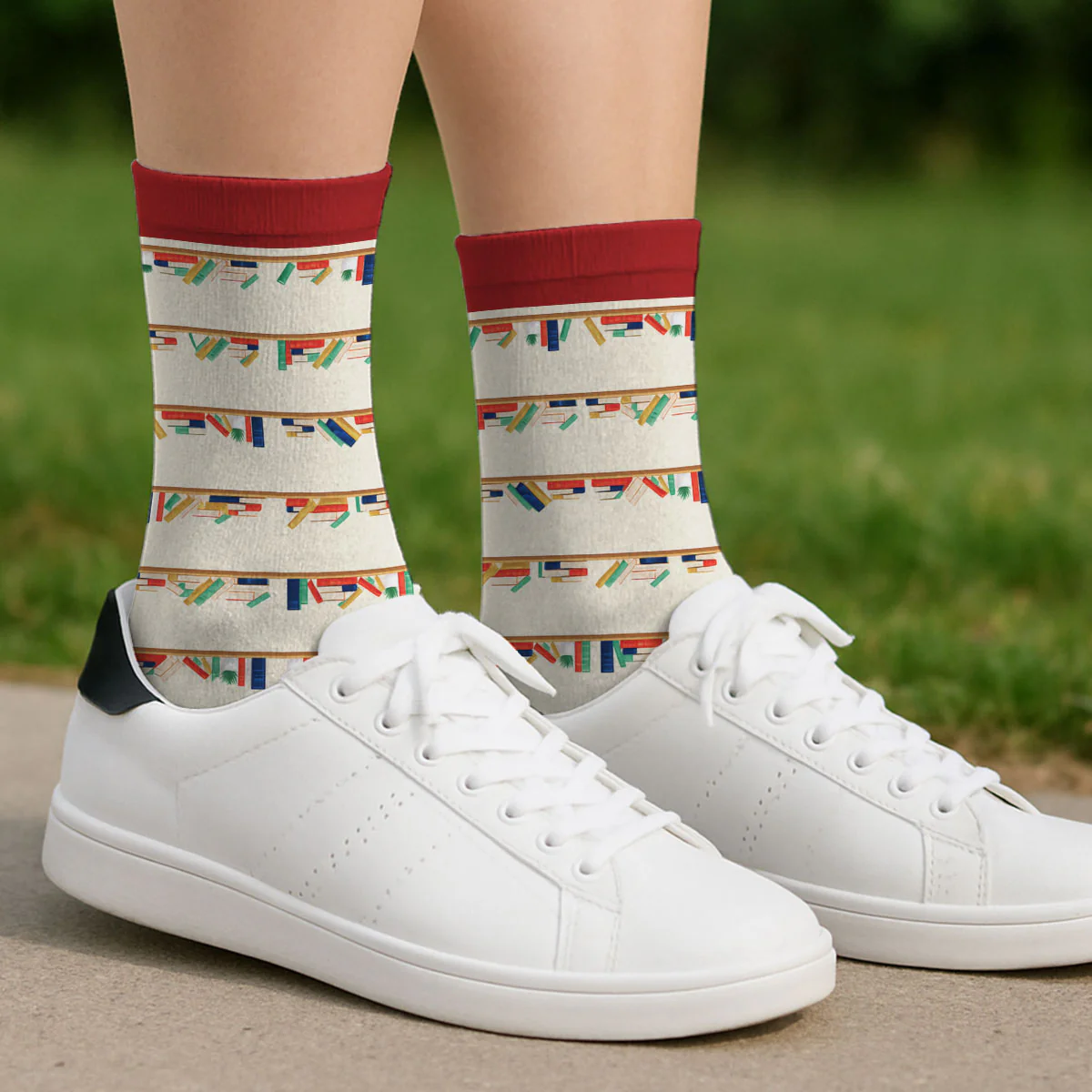 Bookaholic On The Road To Recovery - Personalized Custom Crew Socks - Image 4