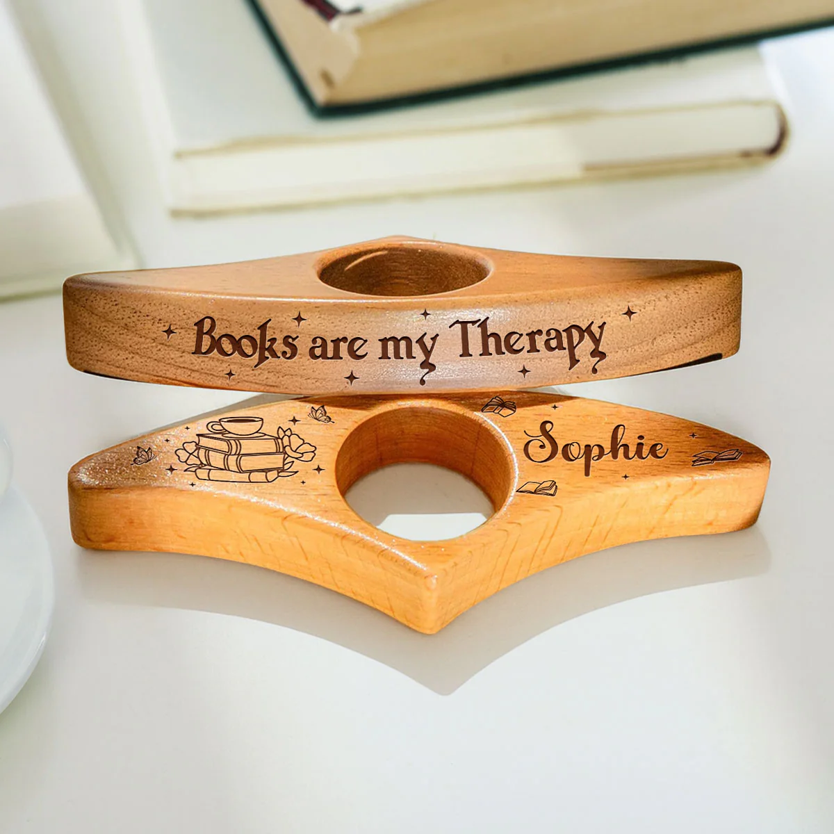 Books Are My Therapy - Personalized Custom Book Page Holder - Image 3